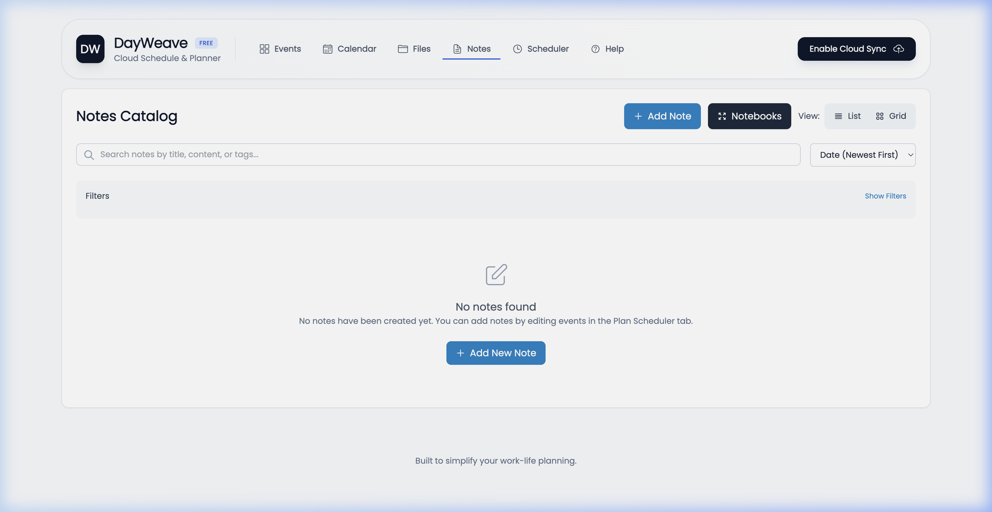Notes tab screenshot